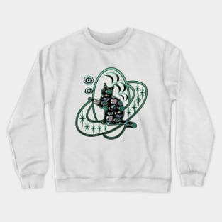 Cat with Fish Pattern Crewneck Sweatshirt